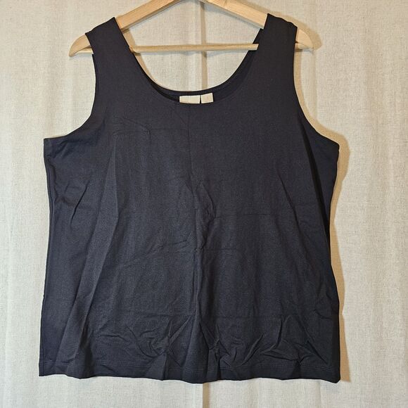 Chicos Tank Top Size 3 US XL Black Microfiber Contemporary Stretch Minimalism - Picture 1 of 7